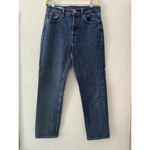 Gap Cheeky Straight High Rise Denim Blue Jeans Button Fly Women's 28RS - Picture 1 of 11